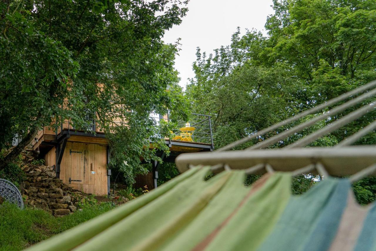 Le Moonloft insolite Tiny-House dans les arbres&1 séance de sauna pour 2 avec vue panoramique Osenbach Esterno foto