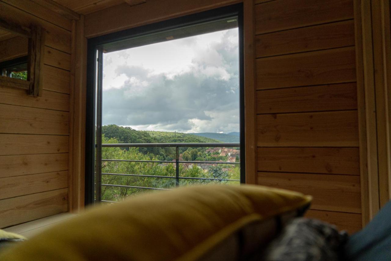 Le Moonloft insolite Tiny-House dans les arbres&1 séance de sauna pour 2 avec vue panoramique Osenbach Esterno foto